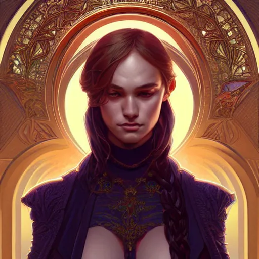 Image similar to symmetry!! intense fanart of acotar protagonist, intricate, elegant, highly detailed, my rendition, digital painting, artstation, concept art, smooth, sharp focus, illustration, art by artgerm and greg rutkowski and alphonse mucha