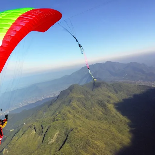 Prompt: sauron and mario making paraglider together above corcovado, fantasy