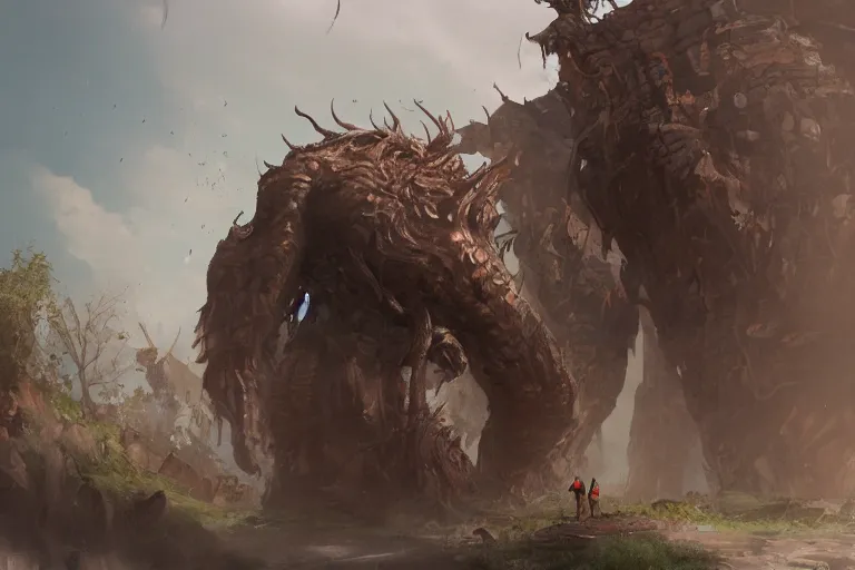 Prompt: Giant coming out of the ground, hyperdetailed, artstation, cgsociety