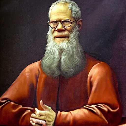 Image similar to renaissance oil painting of david letterman