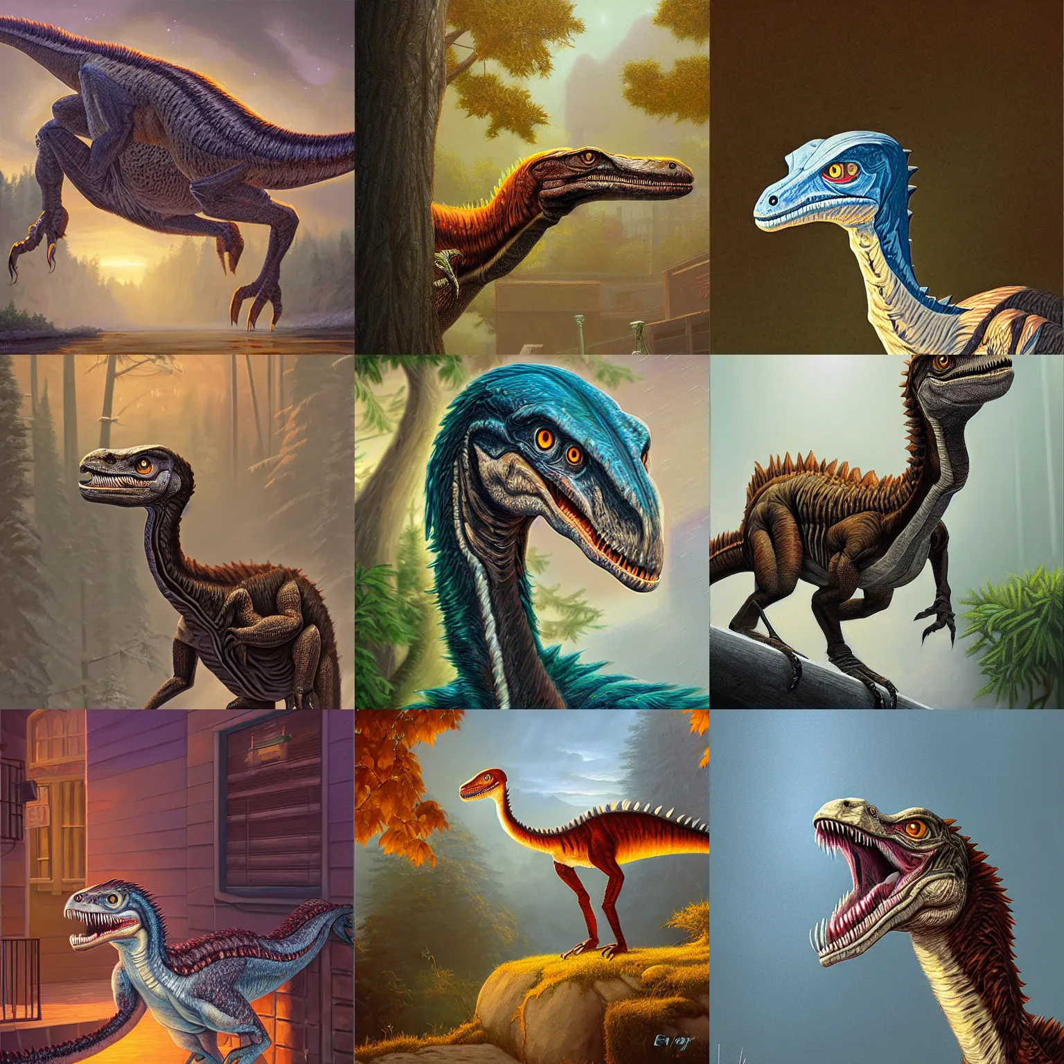 Prompt: velociraptor portrait by evgeny lushpin