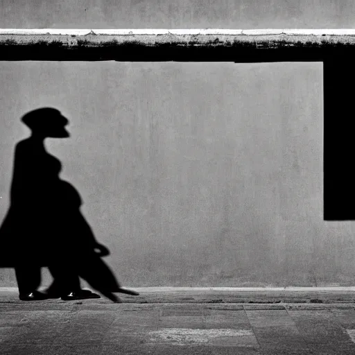 Image similar to an approaching shadow, black and white photography by fan ho, hong kong 1 9 5 4