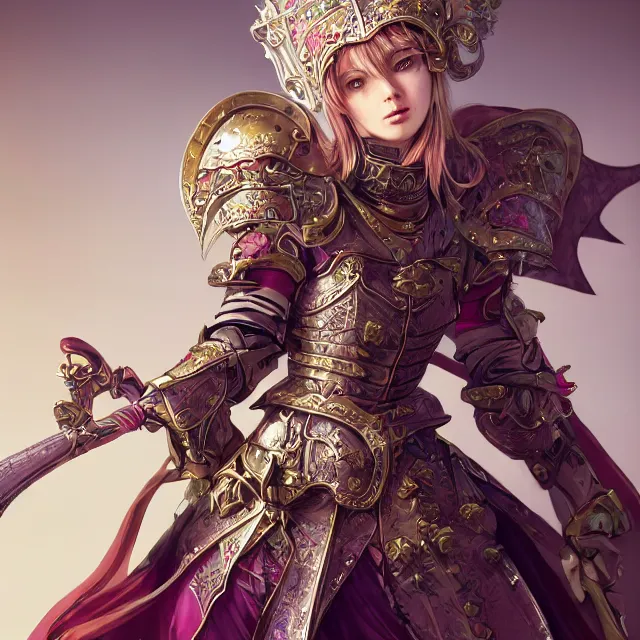 Image similar to studio portrait of lawful good colorful female holy knight paladin as absurdly beautiful, elegant, young sensual pretty woman, ultrafine hyperrealistic detailed face illustration by kim jung gi, irakli nadar, intricate linework, sharp focus, bright colors, matte, octopath traveler, final fantasy, unreal engine highly rendered, global illumination, radiant light, intricate environment