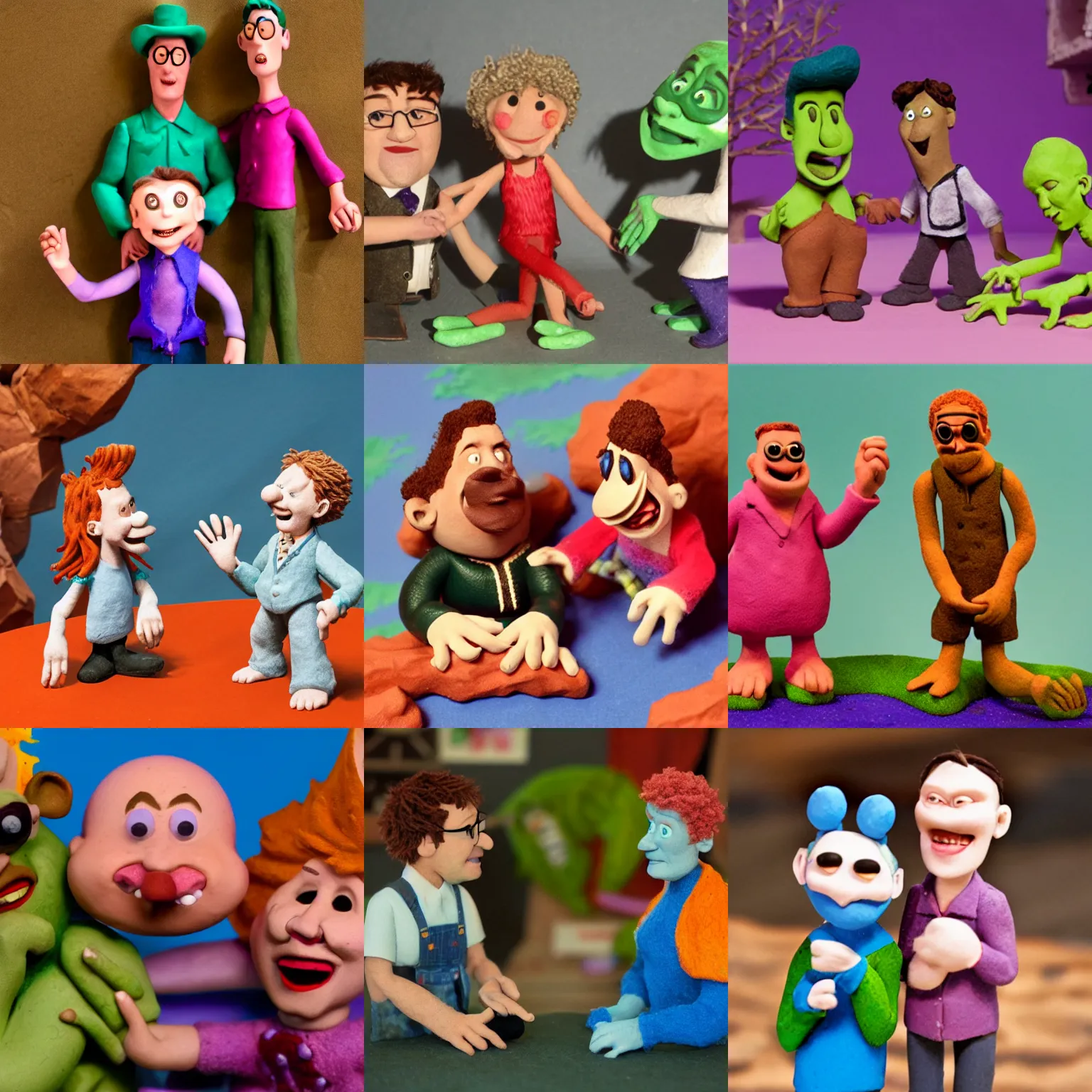 Prompt: A claymation friendship