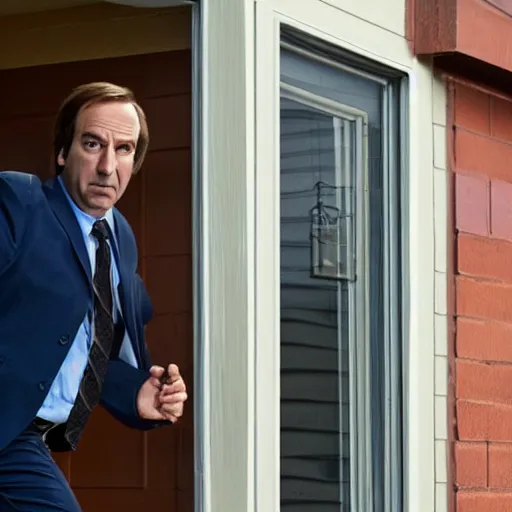 Prompt: Saul Goodman breaking into a persons house