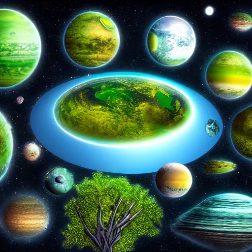 Image similar to « wild alien planet, wild plants and trees, detailed »