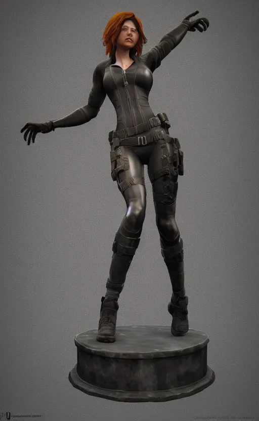 Prompt: black widow, bronze statue, unreal engine, high detailed