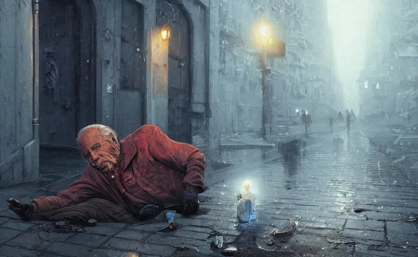 Prompt: highly detailed portrait of joe biden as a homeless, in sewer, stephen bliss, unreal engine, fantasy art by greg rutkowski, loish, rhads, ferdinand knab, makoto shinkai and lois van baarle, ilya kuvshinov, rossdraws, tom bagshaw, global illumination, radiant light, detailed and intricate environment