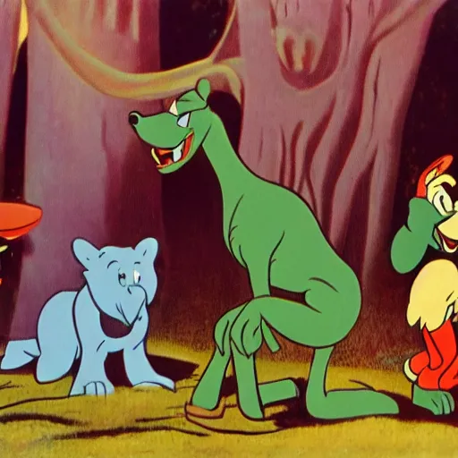 Image similar to 1940s disney film about talking forest animals super high detail