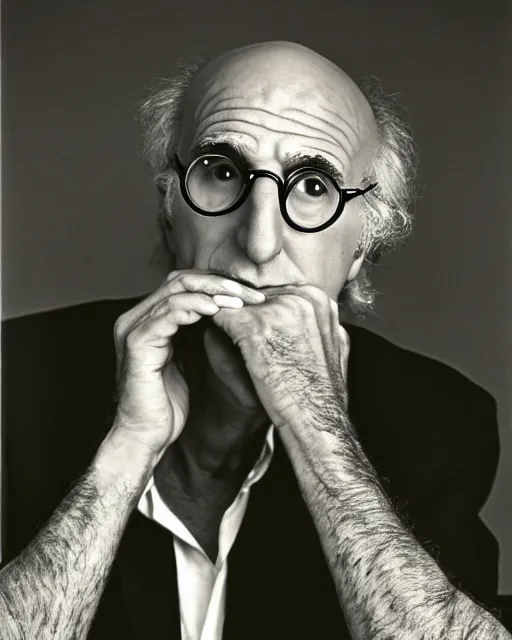 Image similar to award winning photo of larry david playing poker, symmetrical face, beautiful eyes, studio lighting, wide shot art by Sally Mann & Arnold Newman