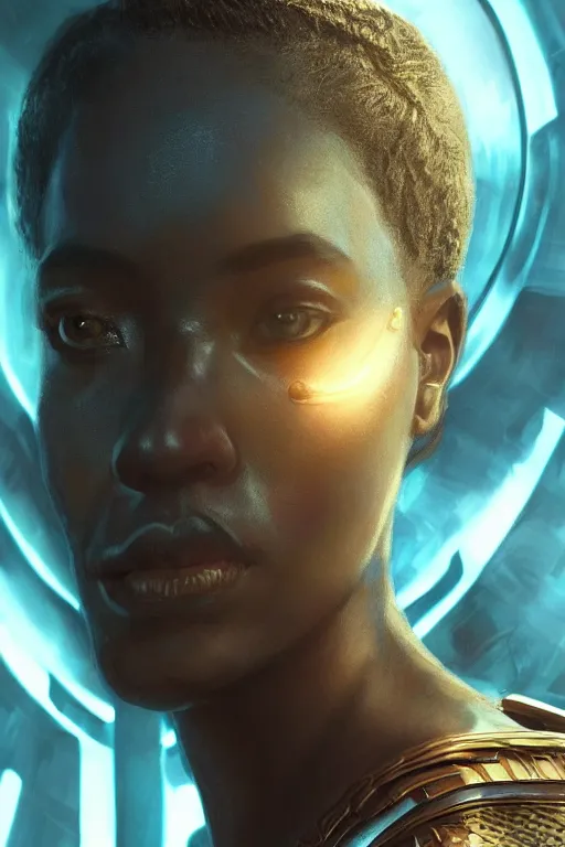 Prompt: ultra realistic illustration, closeup portrait shot, wakandan warrior in game kf thrones chair, perfect lighting, hacknaut cyberpunk, sci - fi, fantasy, intricate, elegant, highly detailed, digital painting, artstation, concept art, smooth, sharp focus, illustration, art by artgerm and greg rutkowski and alphonse mucha