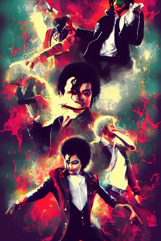 Image similar to variations of michael jackson thriller across the ages , cinematic, ross tran, Laputa