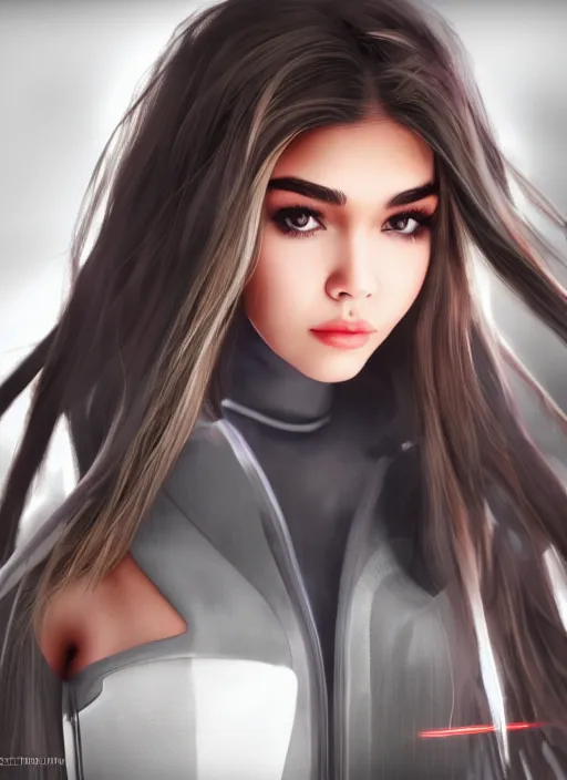 Image similar to Madison Beer as a video game character, digital art, unreal engine, unreal engine render, blender render, render, 4k, coherent