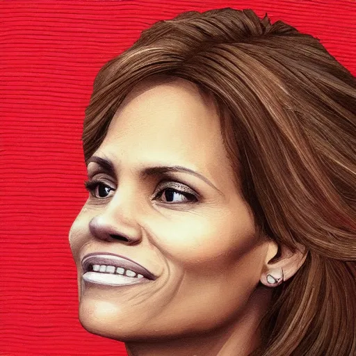 Image similar to portrait of maci holloway, first woman elected as president in usa, cold but beautiful, about 3 5 years old, highly detailed, mix of halle berry and julia roberts, artstation hd, deviantart, by artgem