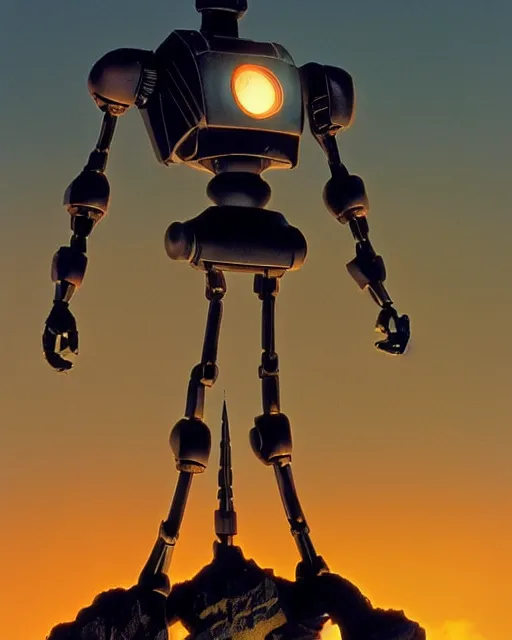 Prompt: Iron Giant made of porcelain, Warner Bros. 1999. HD photograph