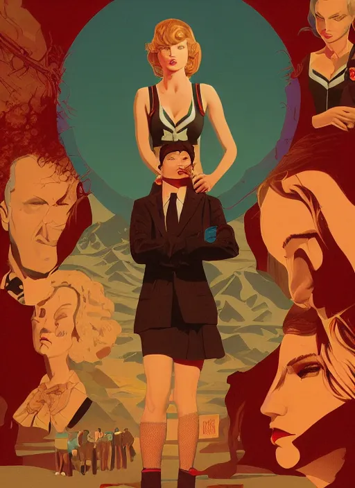 Prompt: twin peaks poster artwork by michael whelan, tomer hanuka, robert mcginnis, of talyor swift cheerleader, full of details, by makoto shinkai and thomas kinkade, matte painting, trending on artstation and unreal engine