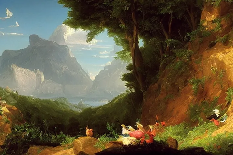 Image similar to there is another world very close to ours that we don't perceive directly, but they do interact sometimes. painting by thomas cole ( 1 8 3 3 )