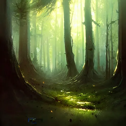 Image similar to a beautiful forest by Greg Rutkowski