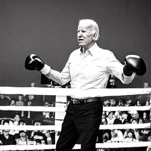 Image similar to Joe Biden fighting Donald Trump in a boxing ring, hd, boxing gloves