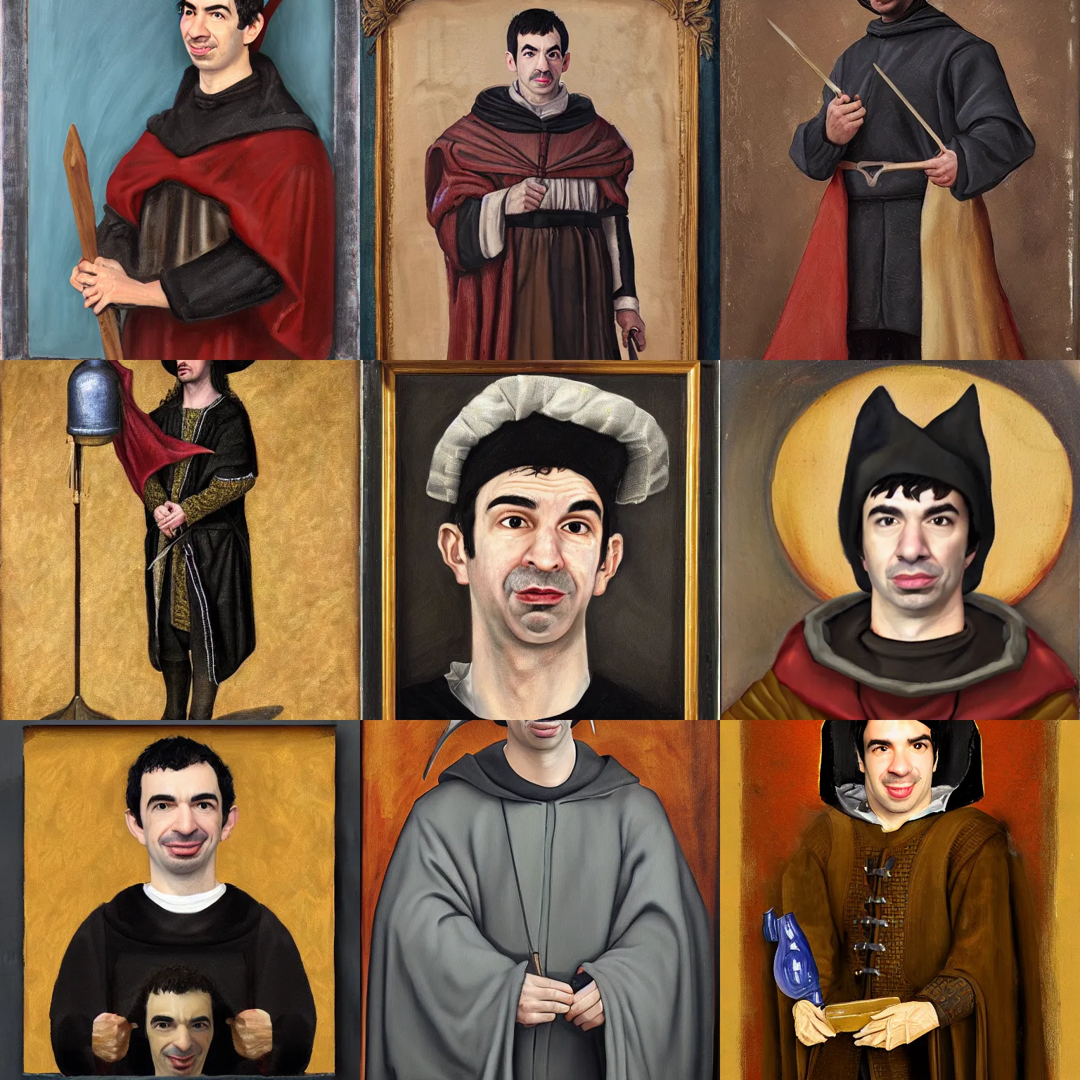 Prompt: portrait of nathan fielder dressed as a medieval wizard, realistic oil painting