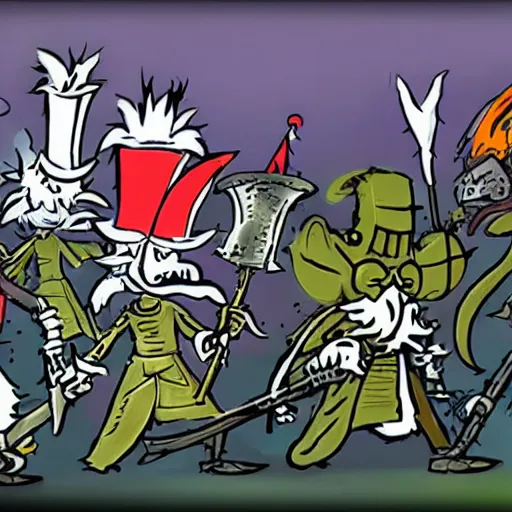 Prompt: Dark Souls battle in the style of Dr. Seuss