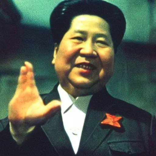 Image similar to A still of Mao Zedong wearing a disco suit in Saturday Night Fever