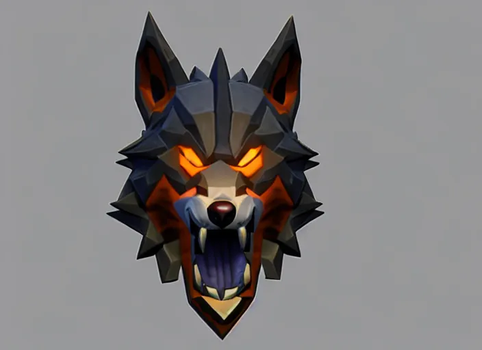 Prompt: wolf head, stylized stl, 3 d render, activision blizzard style, hearthstone style, dauntless style