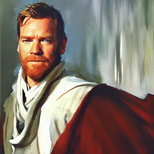 Image similar to portrait of ewan mcgregor as obi wan kenobi by gregory manchess