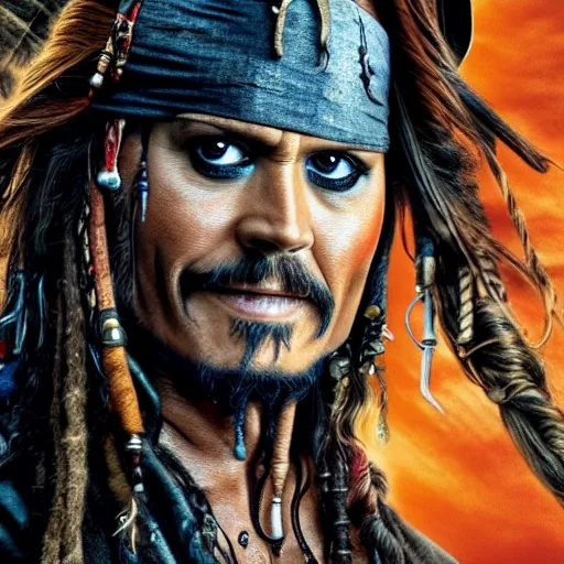 Prompt: jim carrey starring as jack sparrow in pirates of the caribbean. full body. oil on canvas. intricate. 8 k. highly professionally detailed. hdr. cgsociety