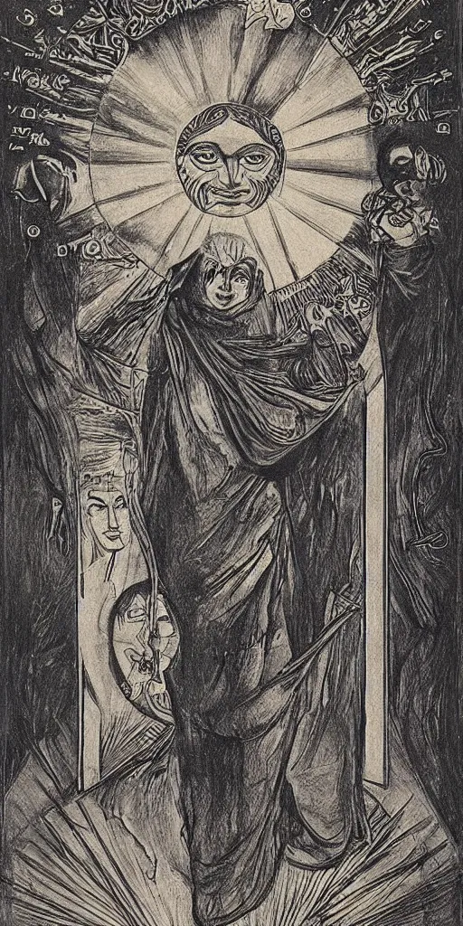 Image similar to the sun tarot card by austin osman spare