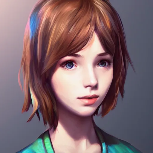 Image similar to a selfie of max caulfield, fantasy, intricate, young and cute, highly detailed, digital painting, artstation, concept art, smooth, sharp focus, illustration, unreal engine, life is strange, Edouard Caplain