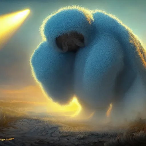 Prompt: colossal fluffy tardigrade, golden hour, fantasy, vivid colors, sharp focus, digital art, hyper - realistic, 4 k, unreal engine, highly detailed, hd, dramatic lighting by brom, trending on artstation