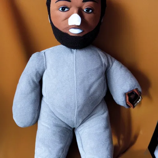 Image similar to plush doll of Kendrick Lamar, 8k