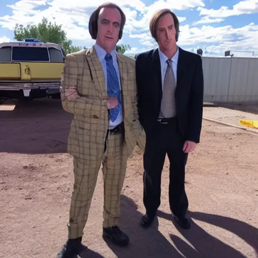Prompt: saul goodman with down syndrome on the set of better call saul