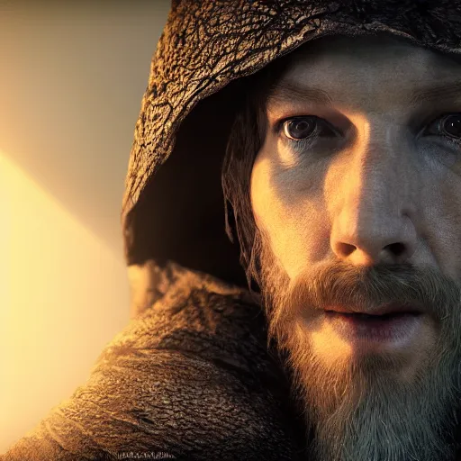 Prompt: a digital art close up portrait of pale benedict cumberbatch as ancient druid mage from dark souls, old witcher with long beard character sheet, 4 k, ultra detail, volumetric lighting, unreal engine, octane render