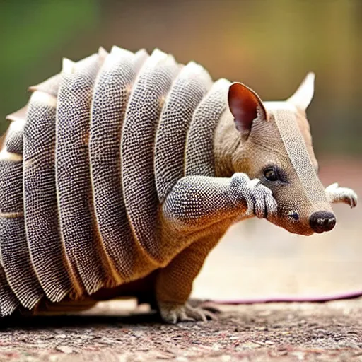 Prompt: an armadillo - cat - cat - car - cat - hybrid, animal photography