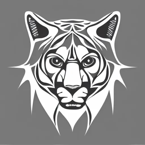 Prompt: photoshop vector lines design logo concept of a cougar