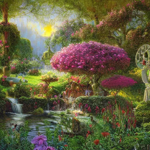 Prompt: The enchanted garden by james gurney