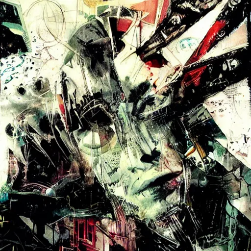 Image similar to cyberpunk dreaming by dave mckean and bill sienkiewicz