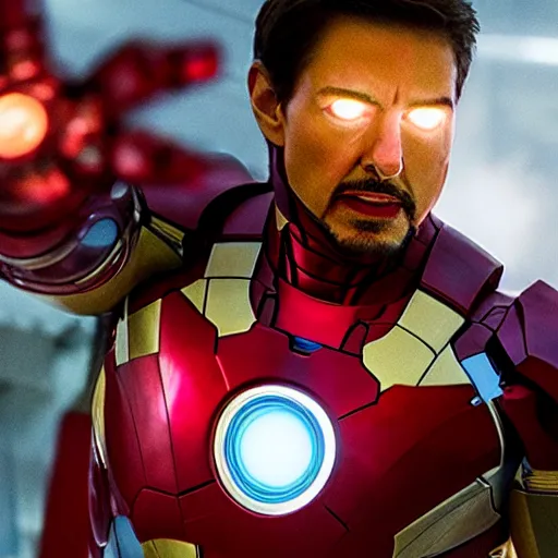 Prompt: tom cruise as iron man, cinematic lighting, 8k, marvel movie,