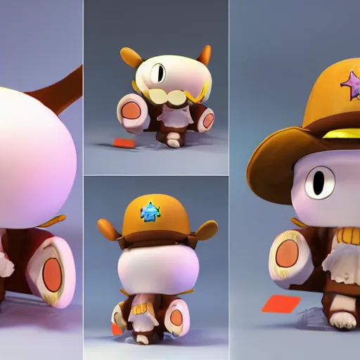 Image similar to tony chopper of one piece, 3 d sculpture, 3 d cg, soft studio light