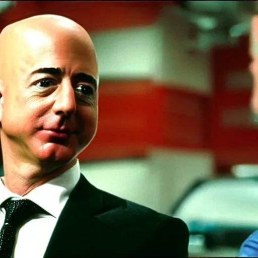 Image similar to jezz bezos as one of the coneheads movie still