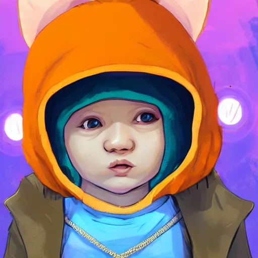 Image similar to baby Angel cherub,wearing angel halo, ski mask, balaclava, wearing angel halo covered face, orange hoodie, hip hop, multiple golden necklaces, fantasy art apex fortnite Video game icon, 2d game art gta5 cover , official fanart behance hd artstation by Jesper Ejsing, by RHADS, Makoto Shinkai and Lois van baarle, ilya kuvshinov, rossdraws