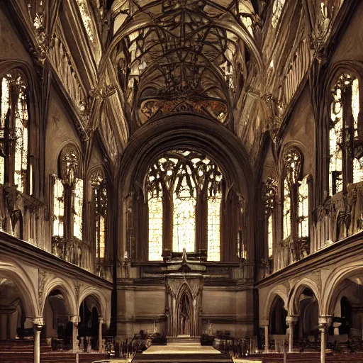 Image similar to magnificent interior of s cathedral hall. cast iron. ominous shapes. occult. gothic low poly baroque. hyper detailed. photoreal - w 8 3 2