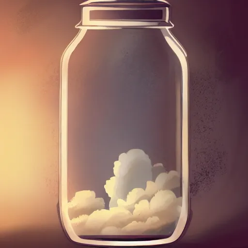 Image similar to a storm with clouds inside of a jar, artstation