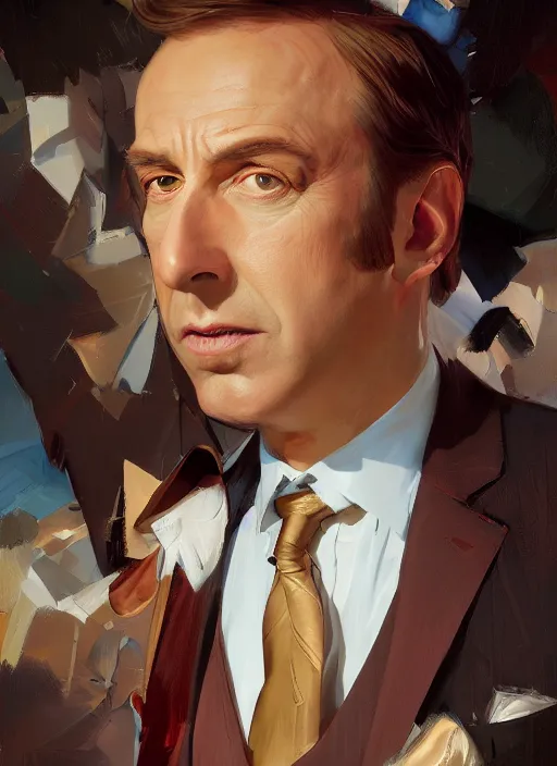 Image similar to portrait of saul goodman, medium closeup, lawyer clothing, painting by sargent and leyendecker, asymmetrical, intricate, elegant, matte painting, illustration,, by rhads, by greg rutkowski, by greg tocchini, by james gilleard, by joe fenton