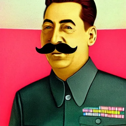 Image similar to stalin with pink moustache