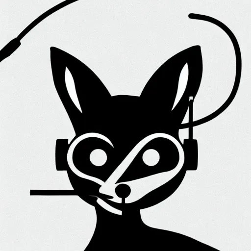 Image similar to fox in headphones, art, digital art, minimalism, spotify, music