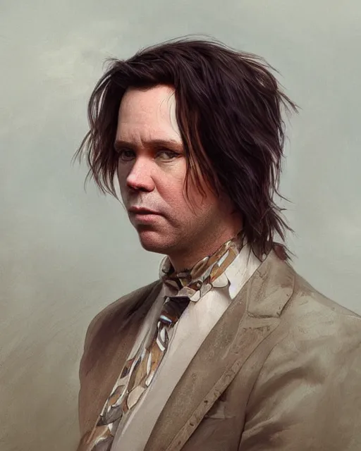 Image similar to character portrait of rufus wainwright, intricate, wild, highly detailed, digital painting, artstation, upper body, concept art, smooth, sharp focus, illustration, art by artgerm and greg rutkowski and alphonse mucha