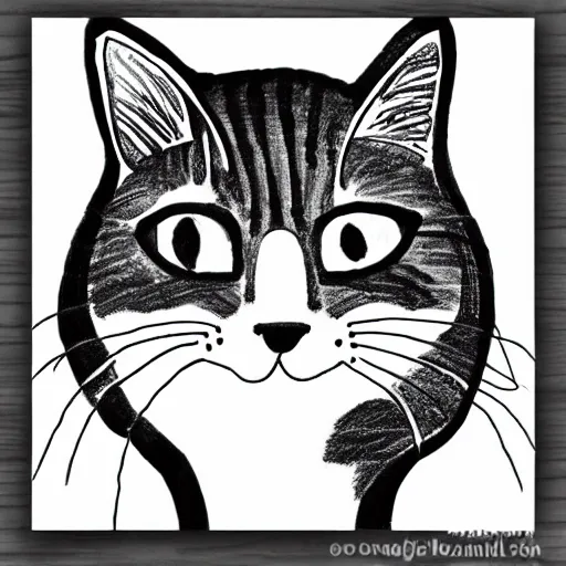 Image similar to minimalist cat doodle black and white